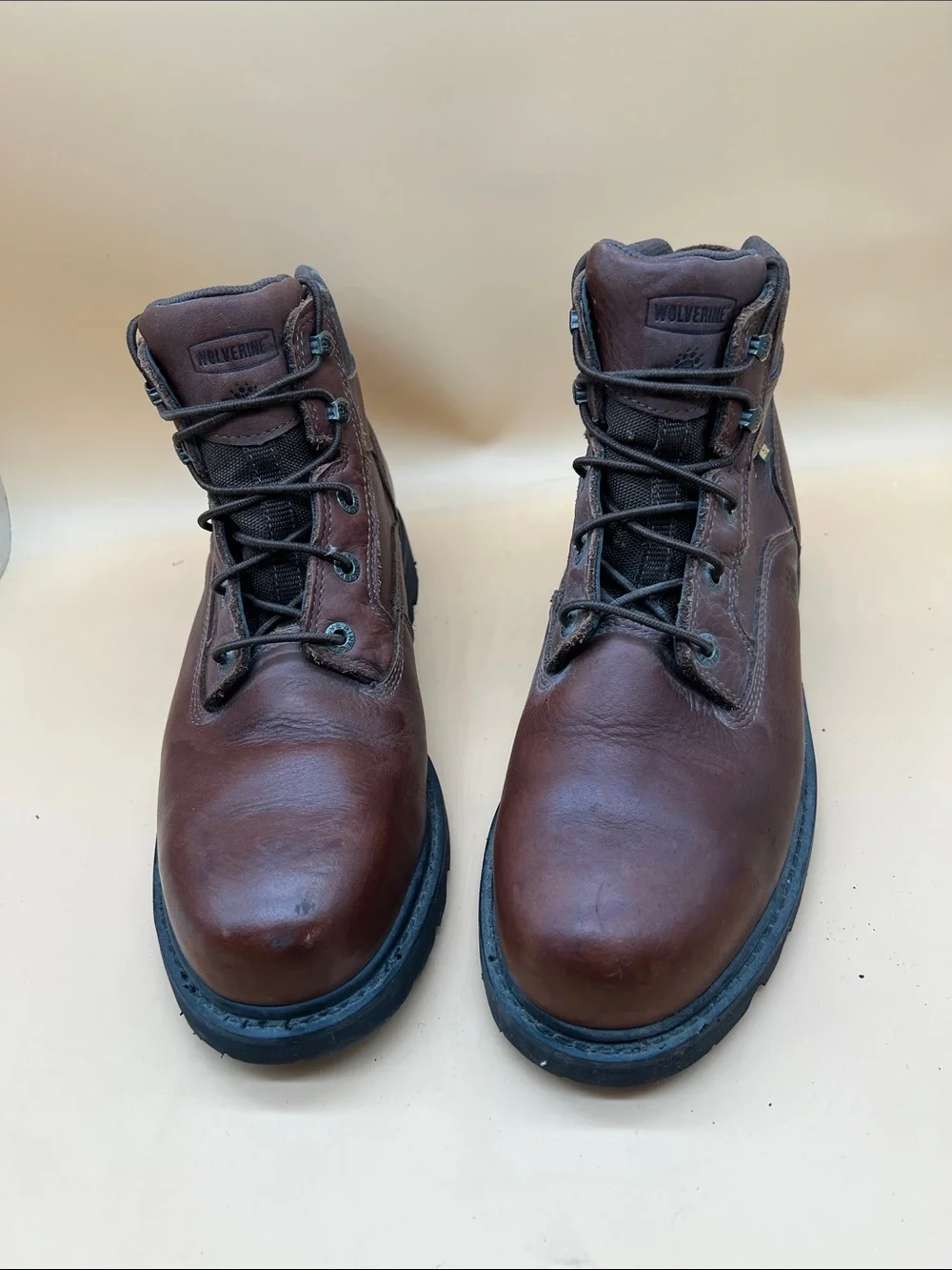 Wolverine men boots steel toe brown leather vibram sole size 10.5 EW